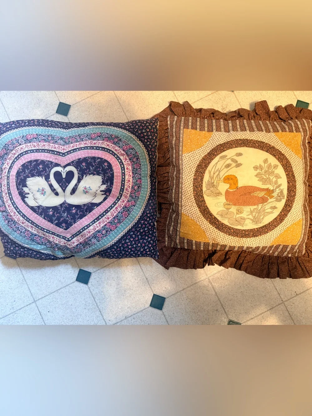 Vintage Home Bedding Decorative Pillow Covers in Navy, Pink, Teal and Brown